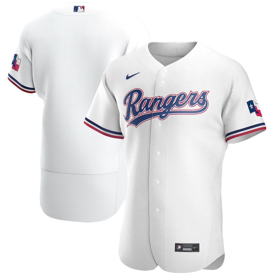 Mens Texas Rangers Nike White Home Authentic Team Logo MLB Jerseys